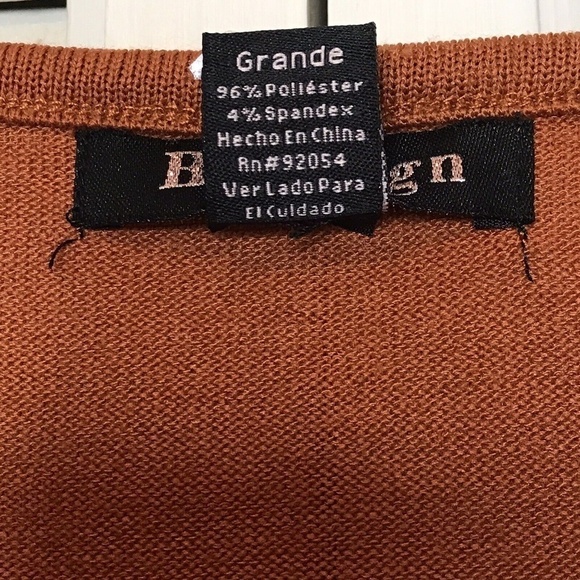 BYdesign Womens Size L Pullover Sweater Rust 3/4 Sleeve Metal‎ Bar Embellished - Picture 5 of 7